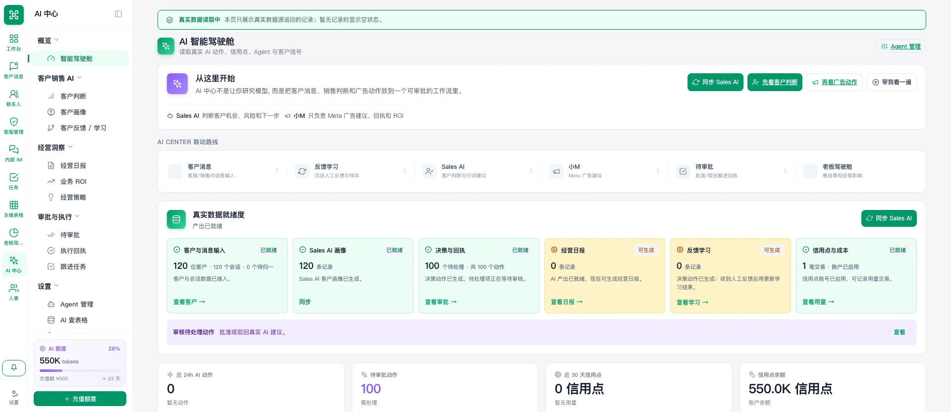 AI 中心概览及功能导航